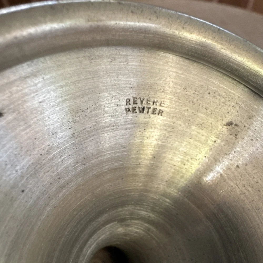 Vintage Revere Pewter Reticulated Footed Compote Candy Nut Centerpiece Bowl